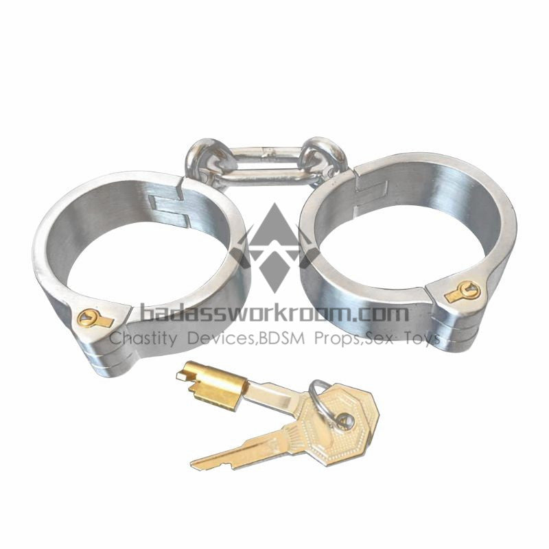 Integrated Cylinder Core Lock Steel BDSM Handcuffs